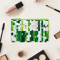 Generative Art Experiment Rectangular Circular Shapes Polka Green Vertical Cosmetic Bag (xs) by Mariart