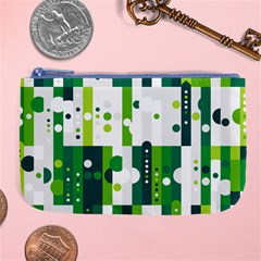 Generative Art Experiment Rectangular Circular Shapes Polka Green Vertical Large Coin Purse by Mariart