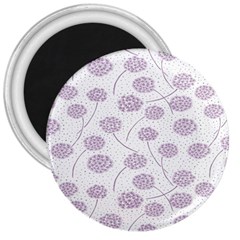 Purple Tulip Flower Floral Polkadot Polka Spot 3  Magnets