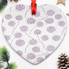 Purple Tulip Flower Floral Polkadot Polka Spot Ornament (heart) by Mariart