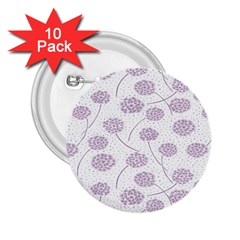 Purple Tulip Flower Floral Polkadot Polka Spot 2 25  Buttons (10 Pack) 