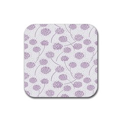 Purple Tulip Flower Floral Polkadot Polka Spot Rubber Coaster (square) 