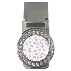 Purple Tulip Flower Floral Polkadot Polka Spot Money Clips (cz)  by Mariart