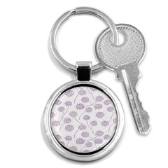 Purple Tulip Flower Floral Polkadot Polka Spot Key Chains (round) 