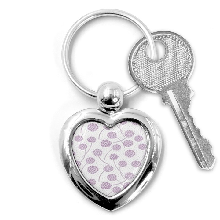 Purple Tulip Flower Floral Polkadot Polka Spot Key Chains (Heart) 