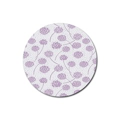 Purple Tulip Flower Floral Polkadot Polka Spot Rubber Coaster (round) 