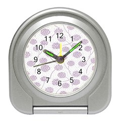 Purple Tulip Flower Floral Polkadot Polka Spot Travel Alarm Clocks by Mariart