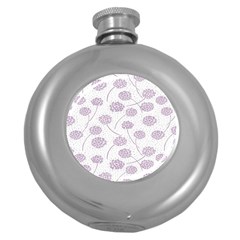 Purple Tulip Flower Floral Polkadot Polka Spot Round Hip Flask (5 Oz) by Mariart