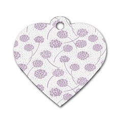 Purple Tulip Flower Floral Polkadot Polka Spot Dog Tag Heart (two Sides) by Mariart