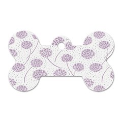 Purple Tulip Flower Floral Polkadot Polka Spot Dog Tag Bone (one Side)