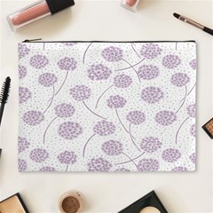 Purple Tulip Flower Floral Polkadot Polka Spot Cosmetic Bag (xl)