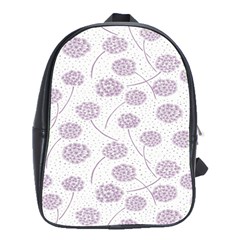 Purple Tulip Flower Floral Polkadot Polka Spot School Bags(large) 