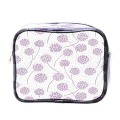 Purple Tulip Flower Floral Polkadot Polka Spot Mini Toiletries Bags by Mariart