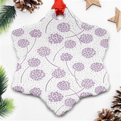 Purple Tulip Flower Floral Polkadot Polka Spot Snowflake Ornament (two Sides) by Mariart