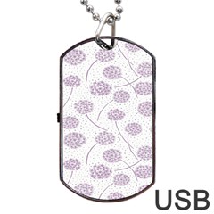 Purple Tulip Flower Floral Polkadot Polka Spot Dog Tag Usb Flash (one Side) by Mariart