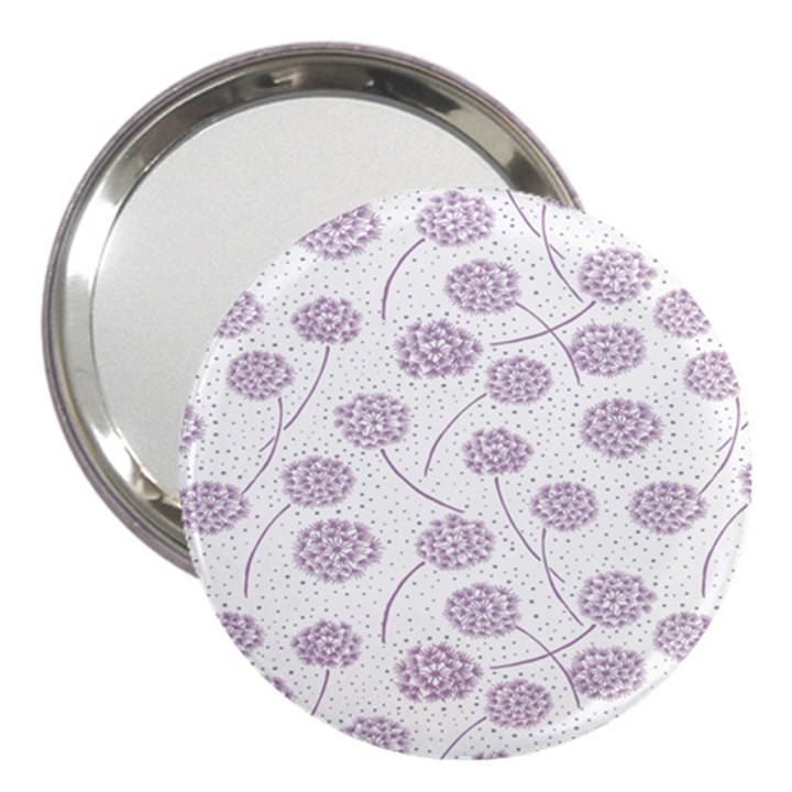 Purple Tulip Flower Floral Polkadot Polka Spot 3  Handbag Mirrors