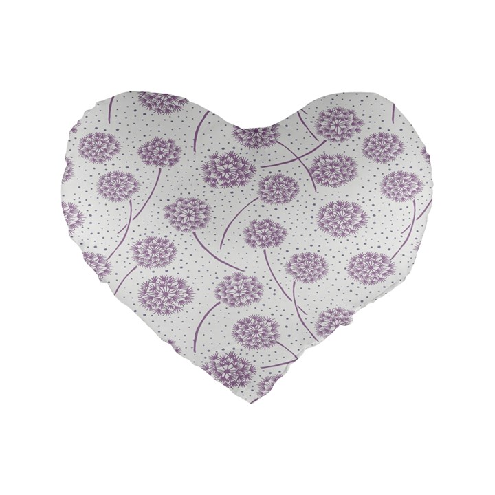 Purple Tulip Flower Floral Polkadot Polka Spot Standard 16  Premium Heart Shape Cushions