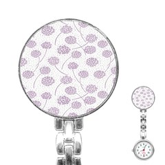 Purple Tulip Flower Floral Polkadot Polka Spot Stainless Steel Nurses Watch by Mariart