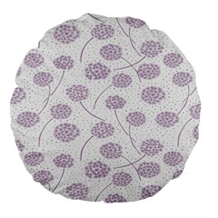 Purple Tulip Flower Floral Polkadot Polka Spot Large 18  Premium Flano Round Cushions