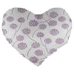 Purple Tulip Flower Floral Polkadot Polka Spot Large 19  Premium Flano Heart Shape Cushions by Mariart