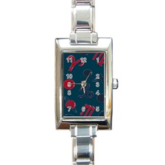 Zodiac Signs Planets Blue Red Space Rectangle Italian Charm Watch by Mariart