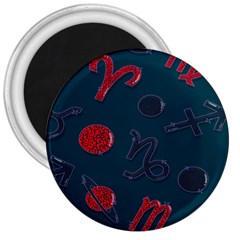 Zodiac Signs Planets Blue Red Space 3  Magnets by Mariart