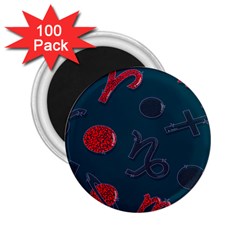 Zodiac Signs Planets Blue Red Space 2 25  Magnets (100 Pack) 