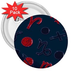 Zodiac Signs Planets Blue Red Space 3  Buttons (10 Pack)  by Mariart