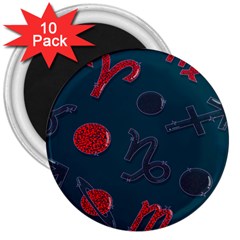 Zodiac Signs Planets Blue Red Space 3  Magnets (10 Pack)  by Mariart