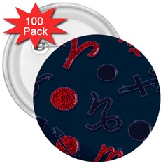 Zodiac Signs Planets Blue Red Space 3  Buttons (100 Pack) 