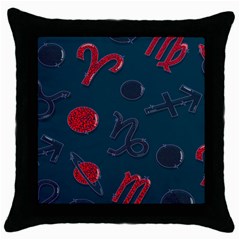 Zodiac Signs Planets Blue Red Space Throw Pillow Case (black) by Mariart