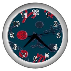 Zodiac Signs Planets Blue Red Space Wall Clocks (silver)  by Mariart