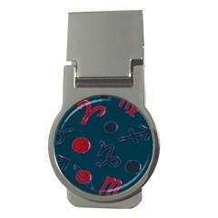 Zodiac Signs Planets Blue Red Space Money Clips (round) 