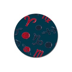 Zodiac Signs Planets Blue Red Space Magnet 3  (round) by Mariart