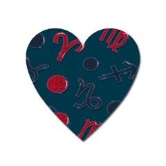 Zodiac Signs Planets Blue Red Space Heart Magnet by Mariart