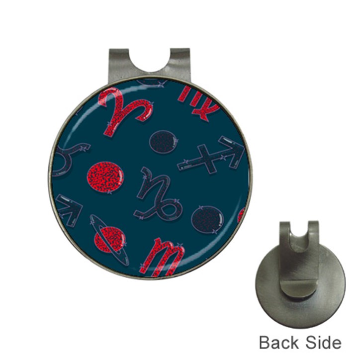 Zodiac Signs Planets Blue Red Space Hat Clips with Golf Markers