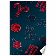 Zodiac Signs Planets Blue Red Space Canvas 12  X 18   by Mariart