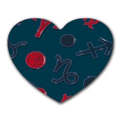 Zodiac Signs Planets Blue Red Space Heart Mousepads by Mariart