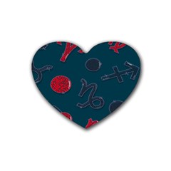 Zodiac Signs Planets Blue Red Space Rubber Coaster (heart)  by Mariart