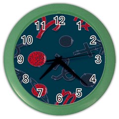 Zodiac Signs Planets Blue Red Space Color Wall Clocks by Mariart