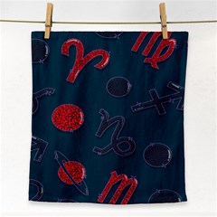 Zodiac Signs Planets Blue Red Space Face Towel by Mariart