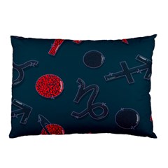 Zodiac Signs Planets Blue Red Space Pillow Case by Mariart