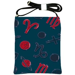 Zodiac Signs Planets Blue Red Space Shoulder Sling Bags by Mariart