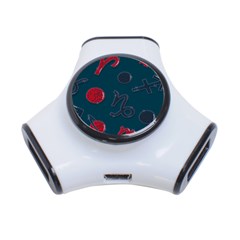 Zodiac Signs Planets Blue Red Space 3-port Usb Hub by Mariart