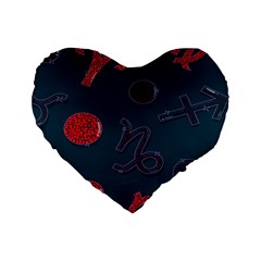 Zodiac Signs Planets Blue Red Space Standard 16  Premium Heart Shape Cushions by Mariart