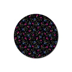 Floral Pattern Rubber Coaster (round)  by ValentinaDesign