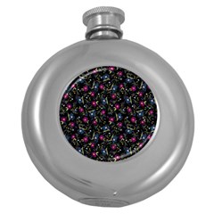 Floral Pattern Round Hip Flask (5 Oz) by ValentinaDesign