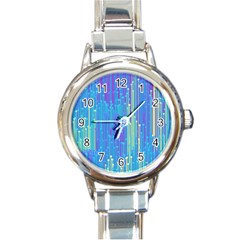 Vertical Behance Line Polka Dot Blue Green Purple Round Italian Charm Watch