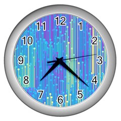 Vertical Behance Line Polka Dot Blue Green Purple Wall Clocks (silver)  by Mariart