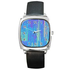 Vertical Behance Line Polka Dot Blue Green Purple Square Metal Watch by Mariart